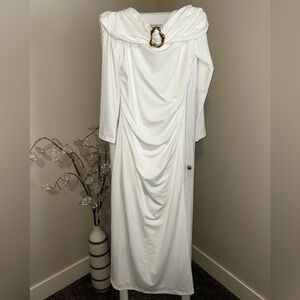 💍SHEIN White Long Sleeve Draped Dress